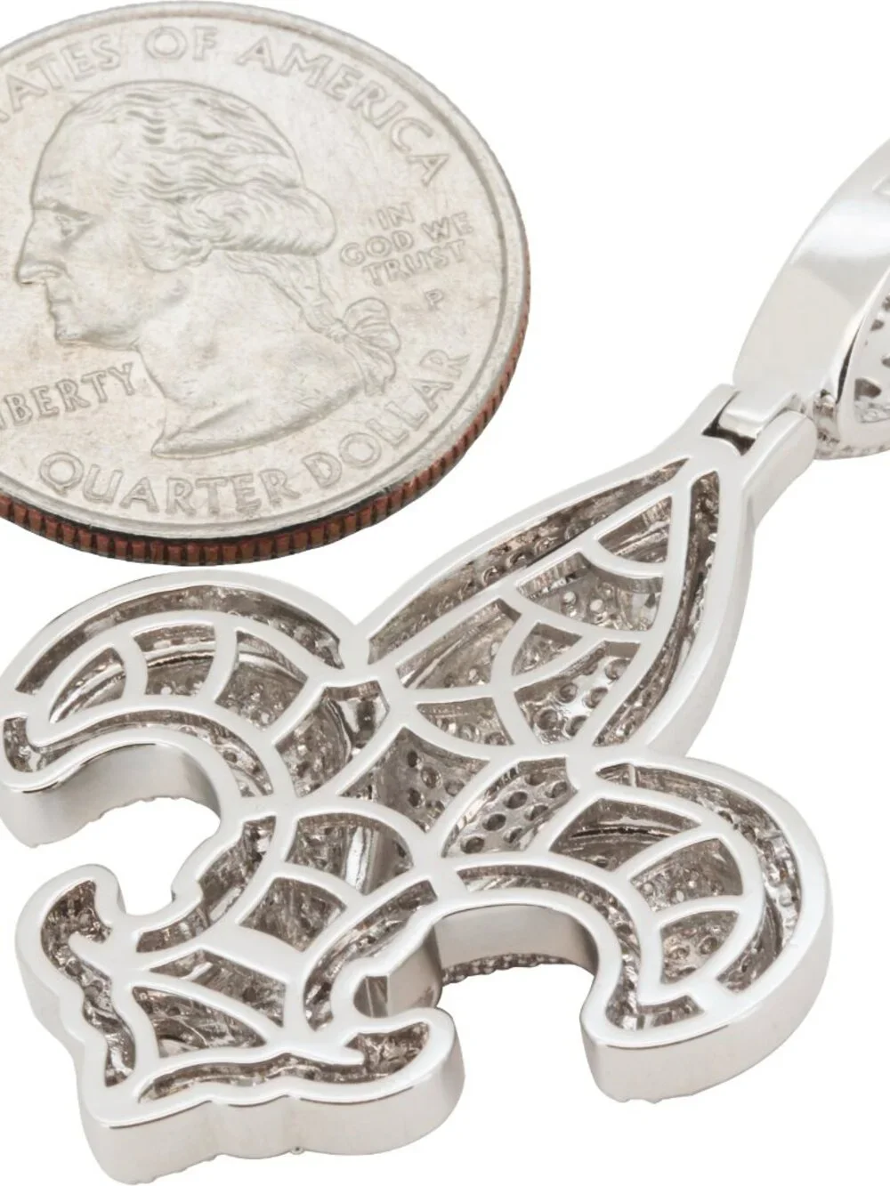14k Yellow/White Gold Plated AAA Cubic Zirconia Fleur‑De‑Lis Pendant
